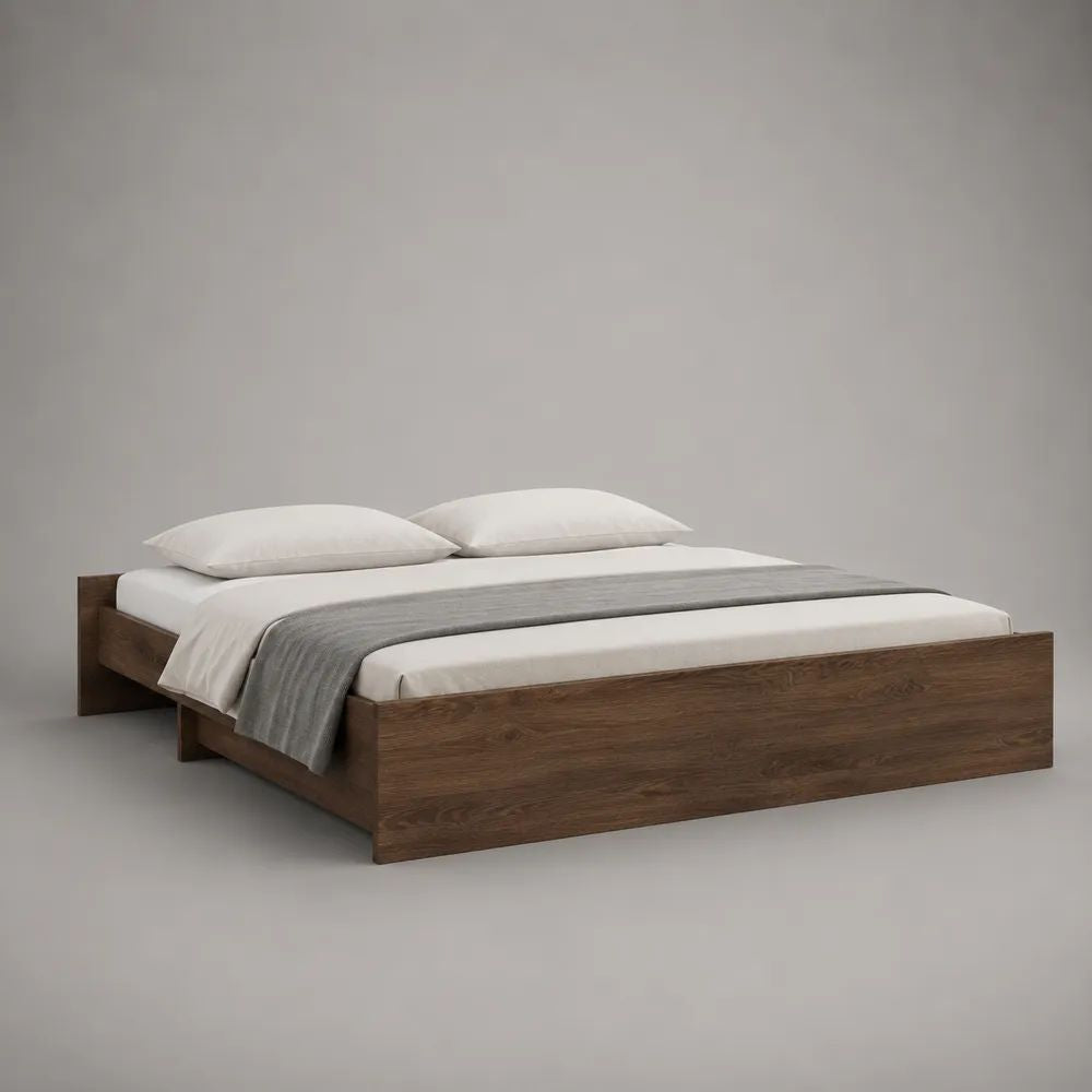 Letto matrimoniale 160 x 200 cm in MDF impiallacciato noce marrone