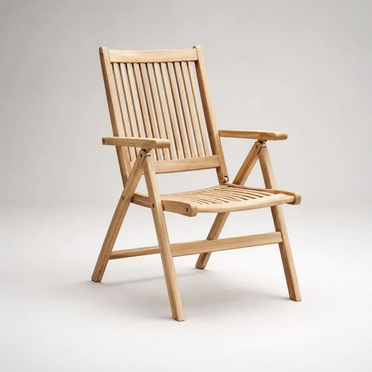 Sedia da giardino pieghevole e reclinabile in legno massello di acacia, marrone naturale, 60 x 68 x 110 cm