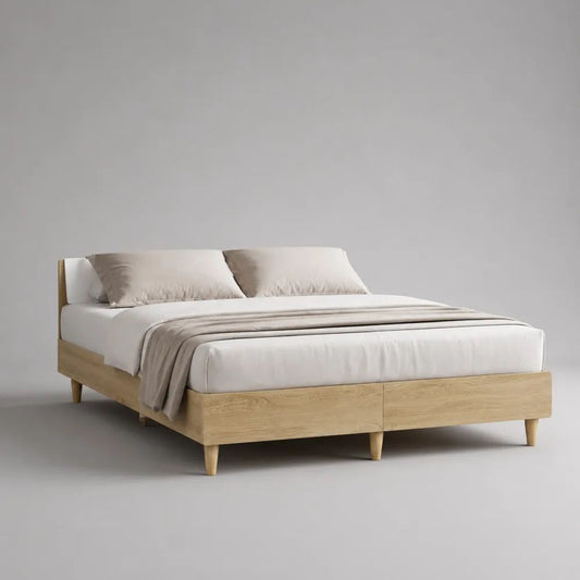 Letto matrimoniale 160 x 200 cm in legno impiallacciato rovere naturale, 168 x 208 x 86 cm